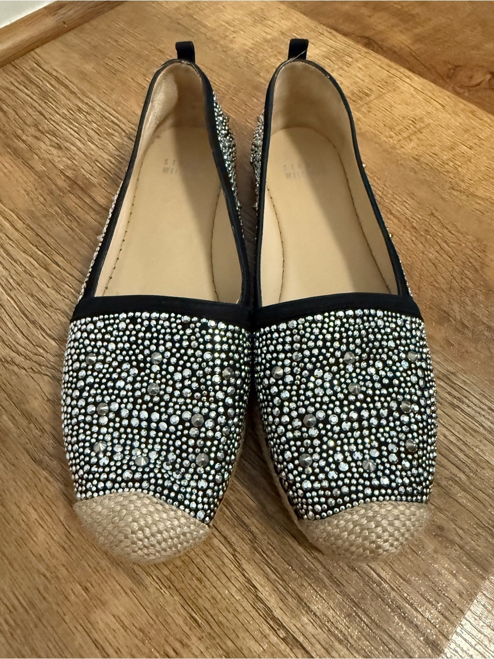 *EUC* Stuart Weitzman "Rockon" Studded Rhinestone Espadrille Flats - Picture 3 of 7